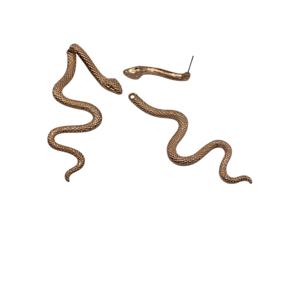 Gold Snake Reptile Earrings